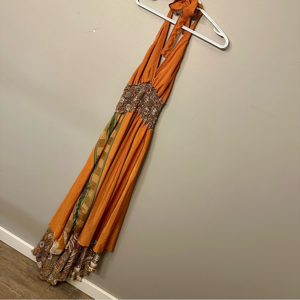 🔥-100% silk recycled sari dress med 19PTP